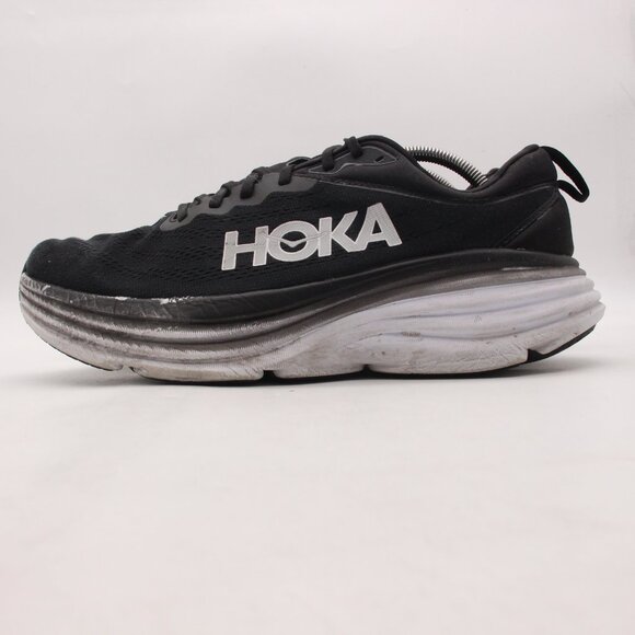Hoka One One Bondi 8 Mens Size 11.5 EE Black Running Shoes Sneakers 1127953 BWHT - Picture 4 of 11